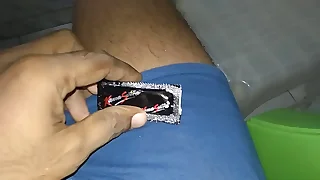 Cumming in condom fastening 1